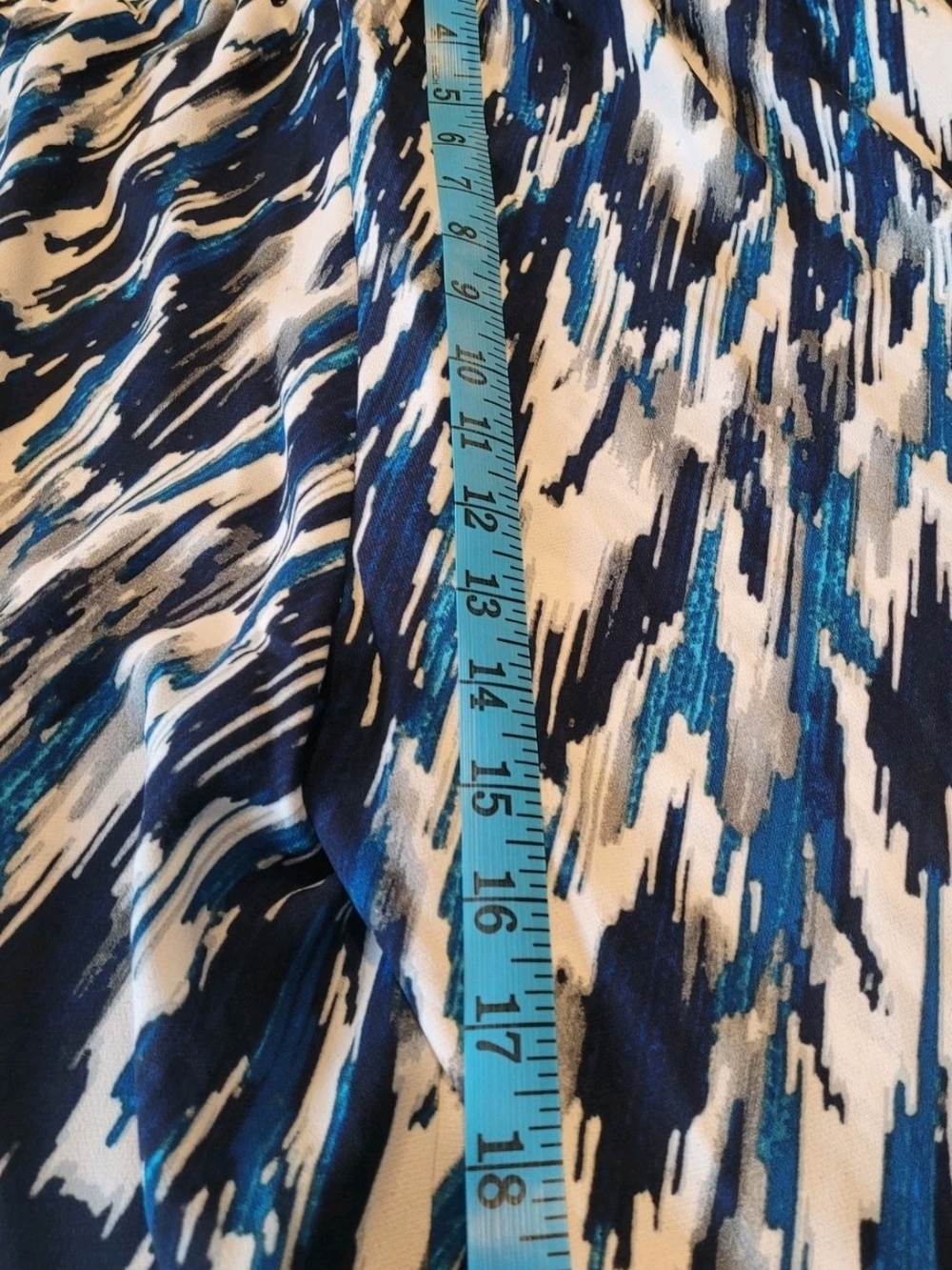 NWT Rachel Roy Womenβs L Blue Abstract Print Pull On Wide Leg Pants - Picture 7 of 9